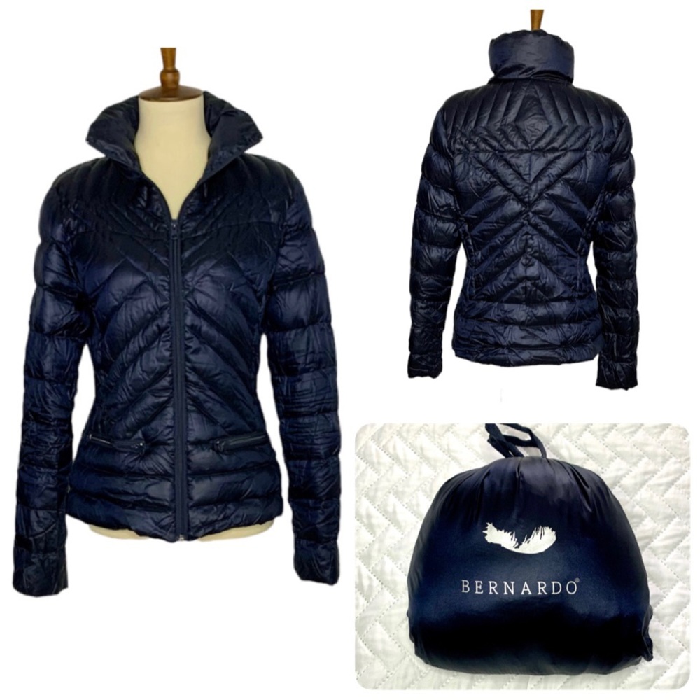 Bernardo goose down puffer jacket, navy, S